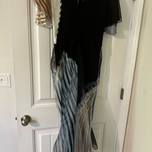 Victoria Beckham Asymmetrical Dress - Black, Brown, Blue